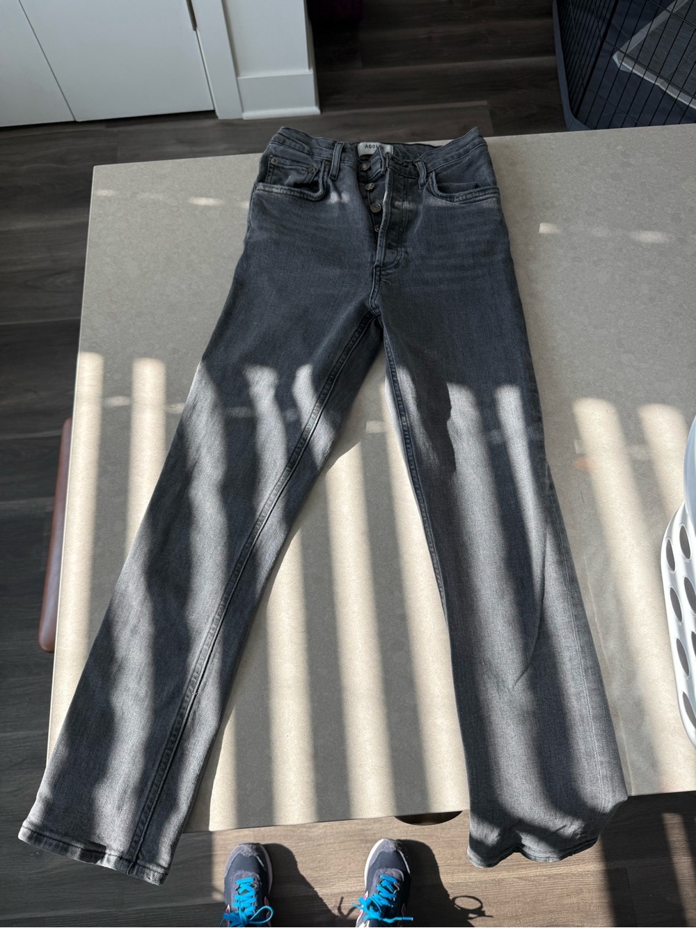 Agolde Black Gray Flare Jeans - Button Fly Wide Leg